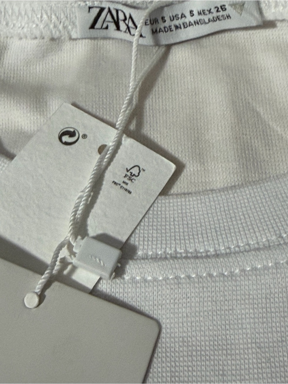 Zara Cropped White Ribbed Crewneck Tee- Size S - Picture 2 of 7